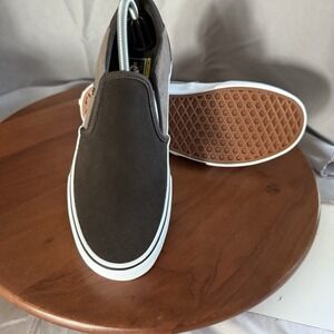 Vans‎ Asher Deluxe Mens 9 Skate Shoes Textile Slip On Brown Cozy Knit Coffee NEW